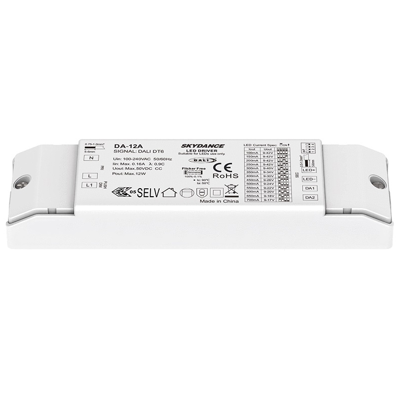 DA-12A 12W 100-700mA Constant Current Dimmable DALI LED Driver 12W 100-700mA Constant Current Dimmable DALI LED Driver