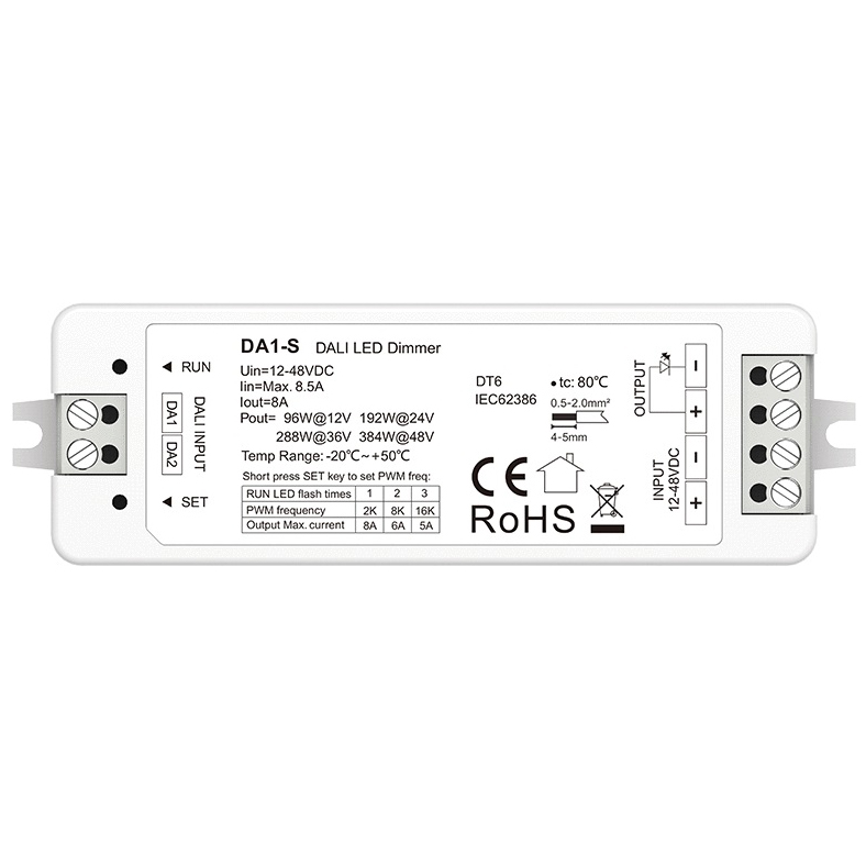 DA1-S 1 Channel 8.5A DT6 Constant Voltage DALI LED Dimmer 1 Channel 8.5A DT6 Constant Voltage DALI LED Dimmer