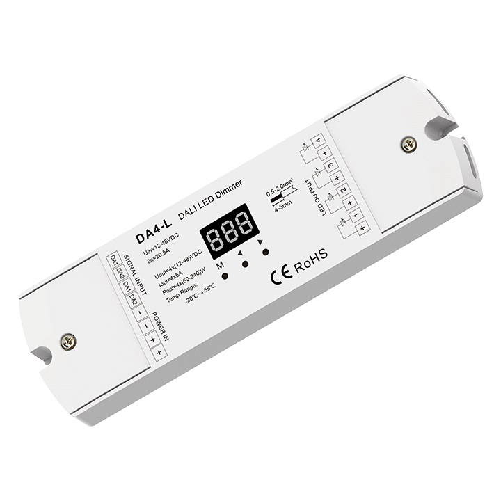 DA4-L 4 Channel 5A DT6 DT8 Constant Voltage DALI LED Dimmer 4 Channel 5A DT6 DT8 Constant Voltage DALI LED Dimmer