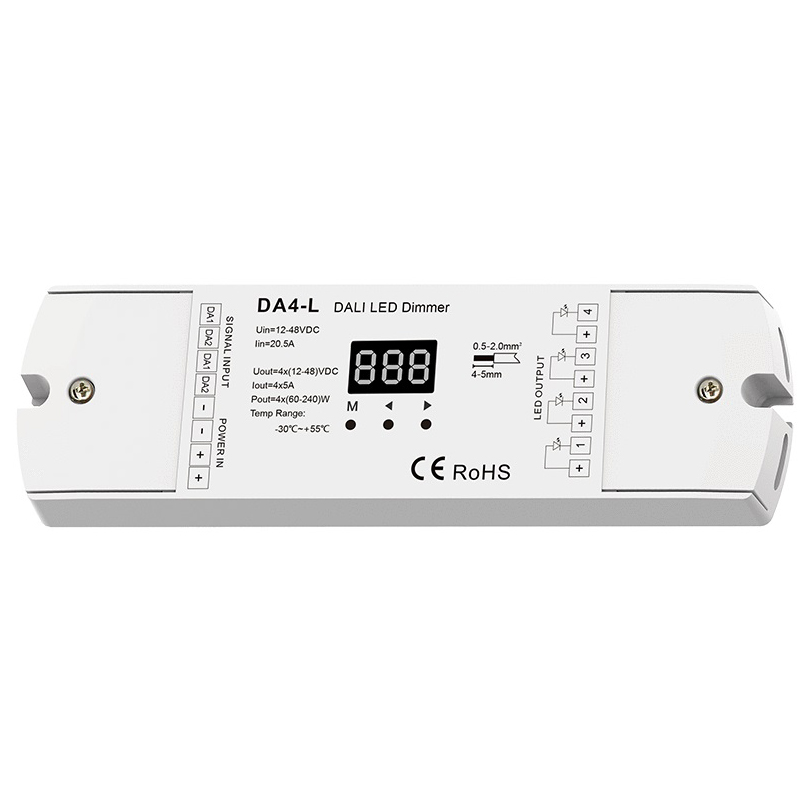 DA4-L 4 Channel 5A DT6 DT8 Constant Voltage DALI LED Dimmer 4 Channel 5A DT6 DT8 Constant Voltage DALI LED Dimmer