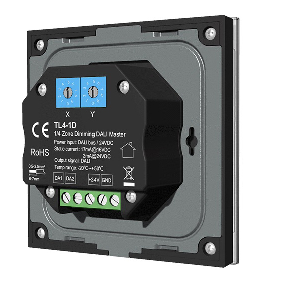 TL4-1D 1 or 4 Zone Wall Mounted Touch DALI Panel 1 or 4 Zone Wall Mounted Touch DALI Panel